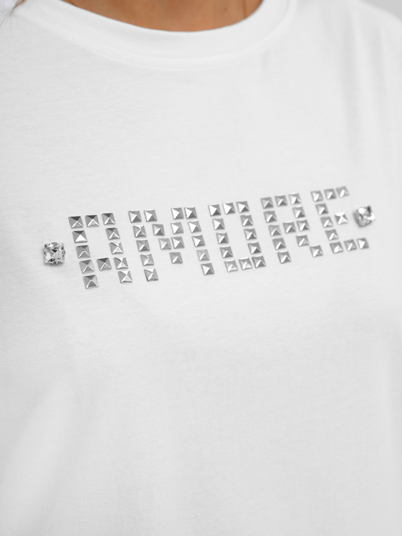 Sieviešu t-krekls balti-sudrabas OZONEE JS/YJ77716