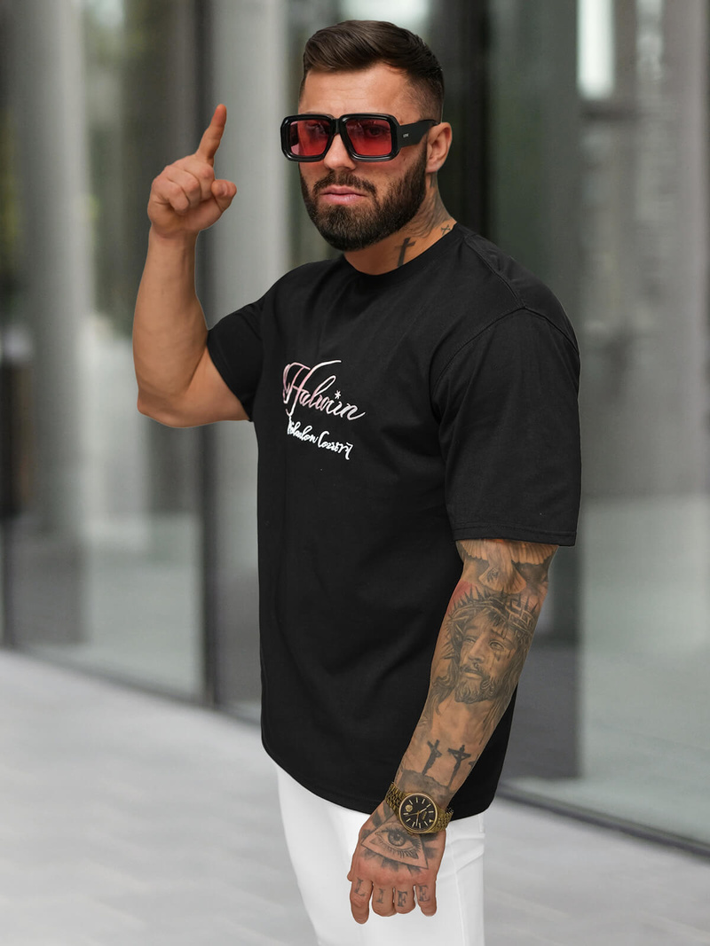 Vīriešu t-krekls melns OZONEE O/YN2/632