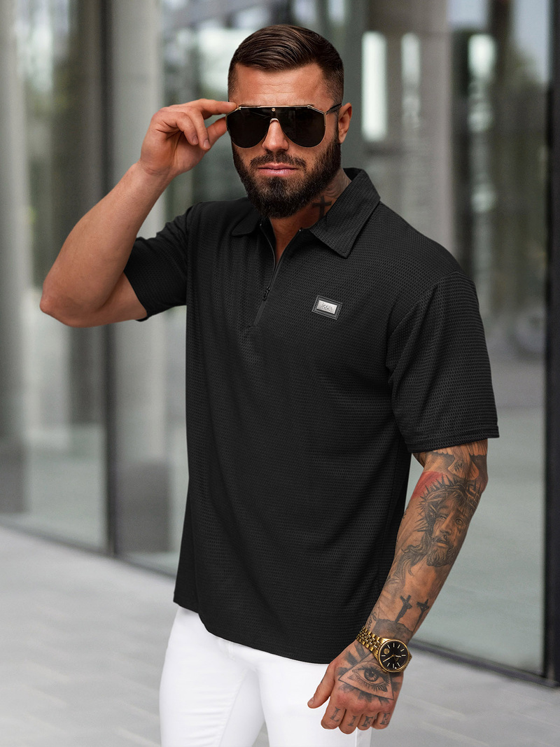 Vīriešu polo krekls melns OZONEE O/YN2/593