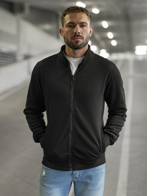 Vīriešu džemperis ar rāvējslēdzēju melns OZONEE JS/2002Z