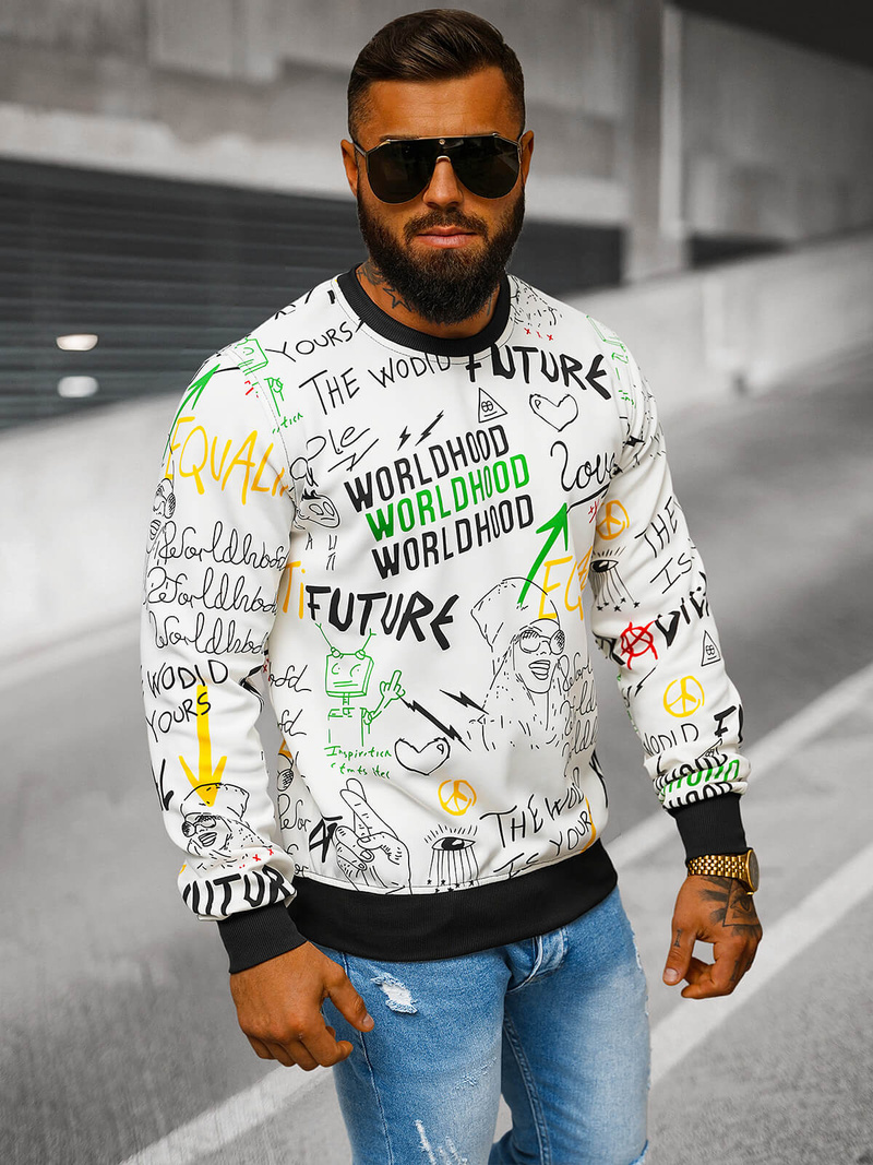 Vīriešu jaka balta OZONEE JS/8B1228/1