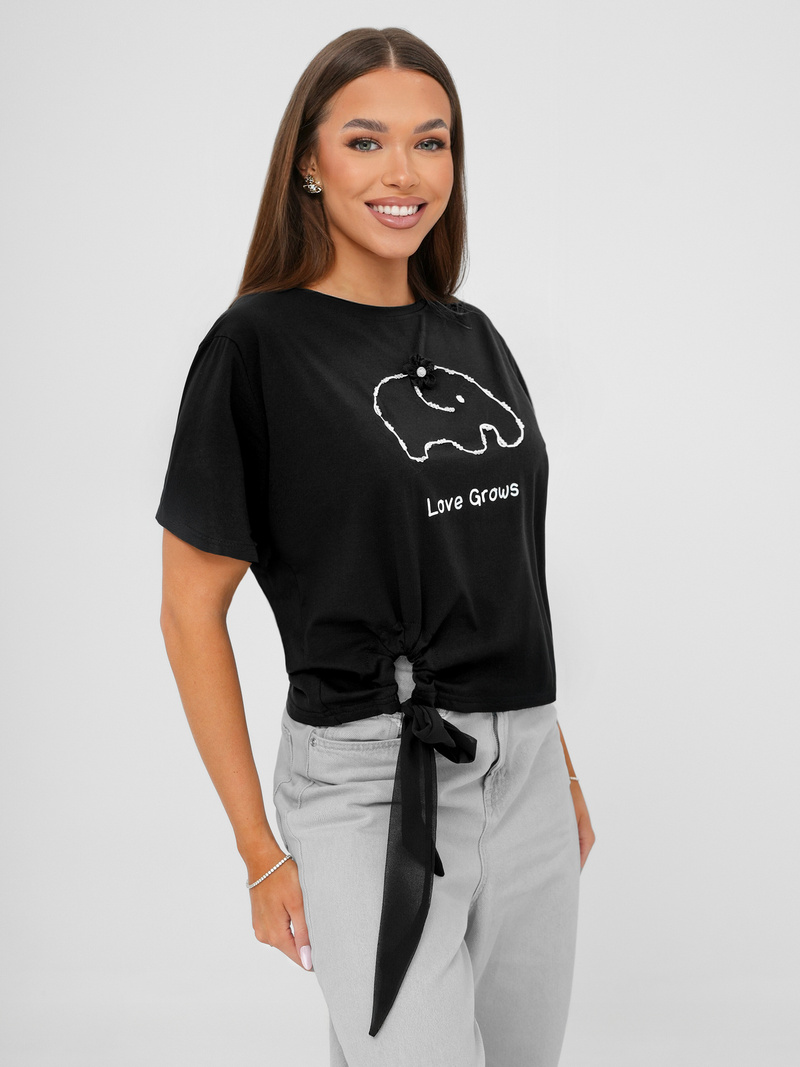 Sieviešu T-krekls Melns OZONEE JS/RJ77247