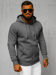 Vīriešu džemperis ar kapuci tumši pelēks OZONEE JS/2008Z