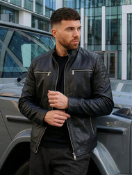 Vīriešu ādas virsjaka melna OZONEE JS/11Z8137