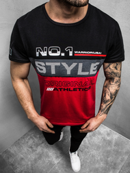 Vīriešu T-krekls melns-sarkani OZONEE JS/SS10900Z