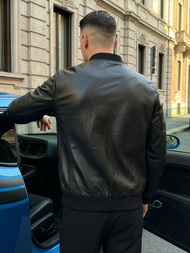 Vīriešu ādas virsjaka melna OZONEE JS/11Z8105Z