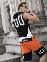 Vīriešu T-krekls ar kapuci melns OZONEE B/60042Z