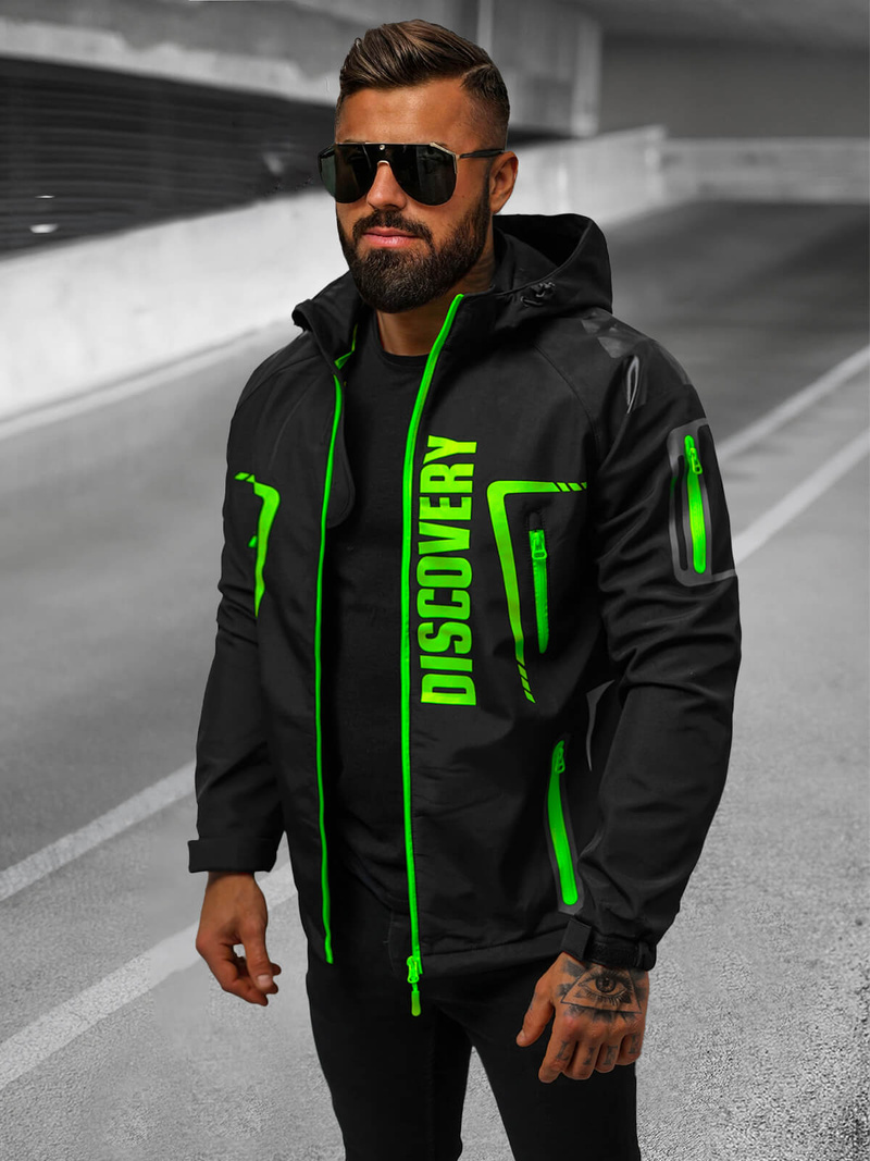 Vīriešu softshell virsjaka melni-zaļa OZONEE JS/HH025/1Z