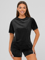 Sieviešu velūra treniņtērpa komplekts melns OZONEE JS/35C1616/3