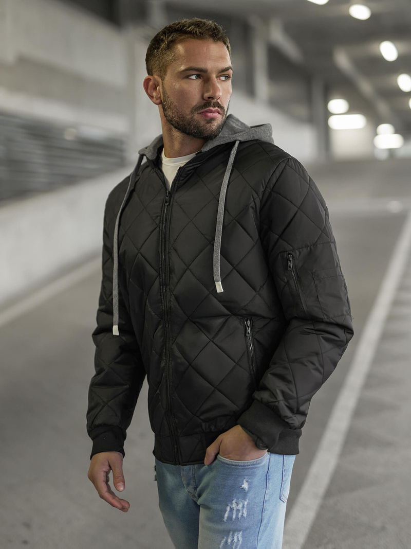 Vīriešu virsjaka melna OZONEE JS/8M986/392Z