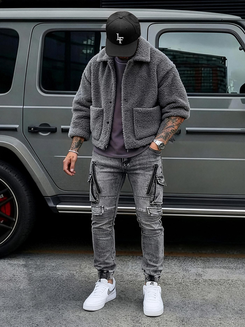 Vīriešu džinsi grafīta OZONEE O/E10017Z