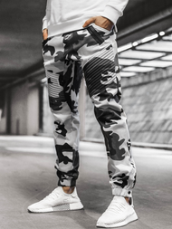 Vīriešu chino jogger bikses melnas-baltas OZONEE A/0952