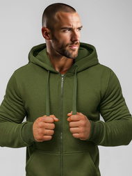 Vīriešu džemperis ar kapuci haki OZONEE JS/2008