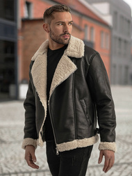 Vīriešu ādas virsjaka melna OZONEE JS/11Z8273