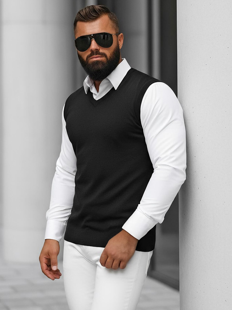 Vīriešu svīteris melns OZONEE NB/MM6005/4Z