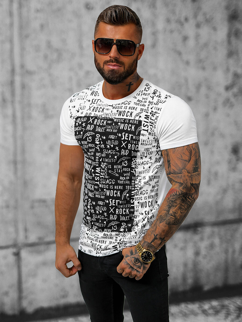 Vīriešu T-krekls balts OZONEE O/T122/1Z