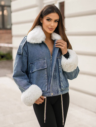 Sieviešu džinsu jaka debesu zila OZONEE JS/11Z8219