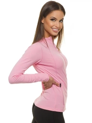 Sieviešu džemperis ar rāvējslēdzēju gaiši sārts OZONEE JS/HD152/25