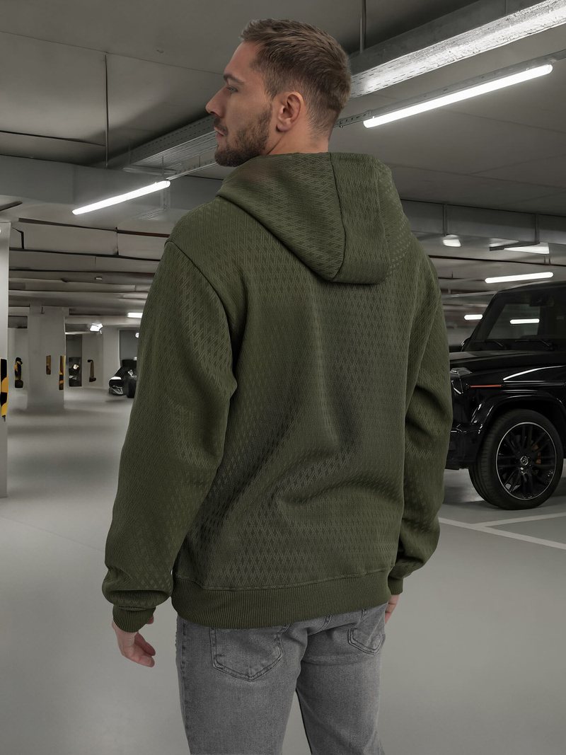 Vīriešu džemperis ar kapuci haki OZONEE O/G3065