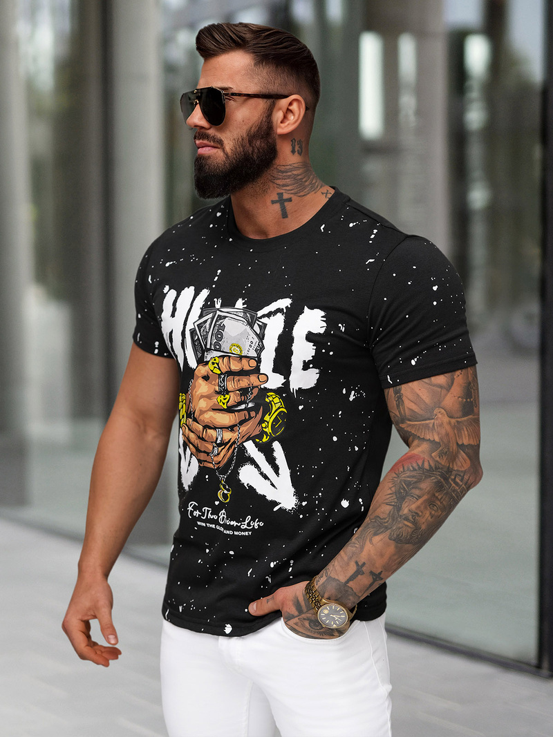 Vīriešu T-krekls Melns OZONEE JS/8B1389/3