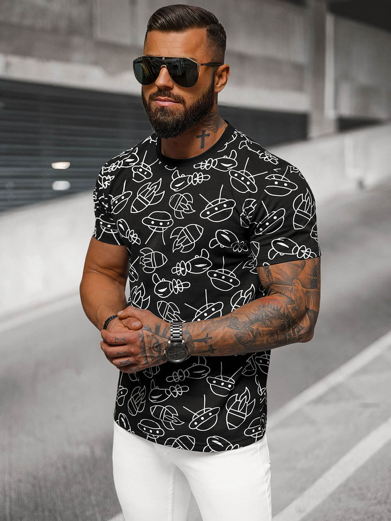 Vīriešu T-krekls Melns OZONEE JS/8T1197/3