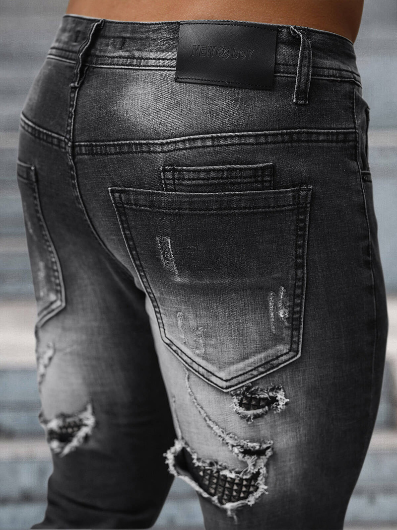 Vīriešu džinsi debesu melni OZONEE NB/MP0152N