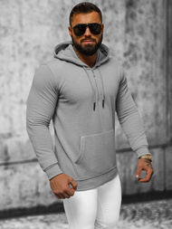 Vīriešu džemperis ar kapuci pelēka OZONEE O/TB2273