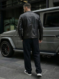 Vīriešu ādas virsjaka melna OZONEE JS/11Z8021