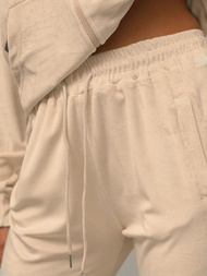 Sieviešu velūra treniņtērpa komplekts gaiši-smilšu OZONEE JS/8C1176/159Z