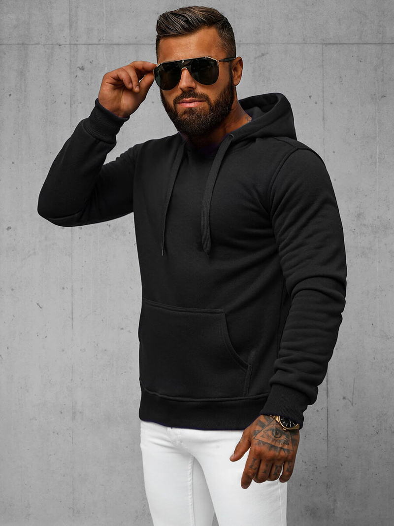 Vīriešu džemperis ar kapuci melns OZONEE JS/2009Z