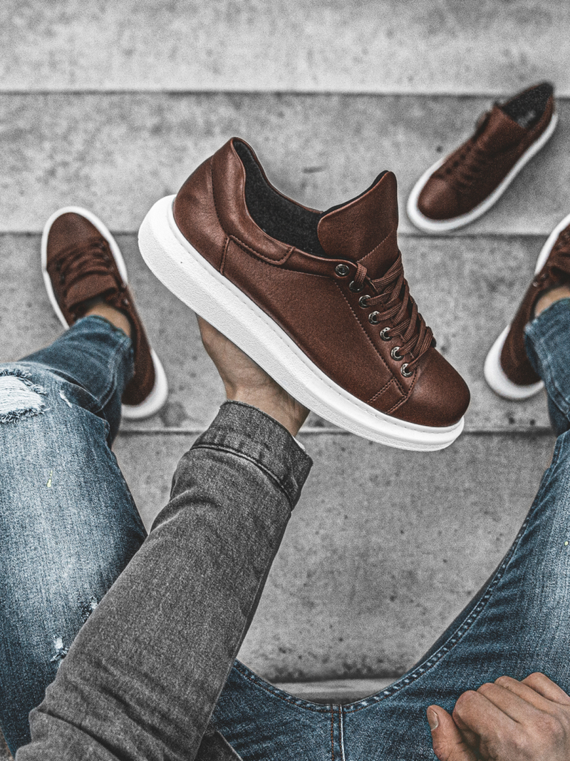 Sneakers brūni-balti OZONEE CH/257