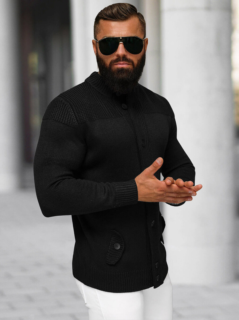 Vīriešu svīteris melns OZONEE NB/MM6011/4Z