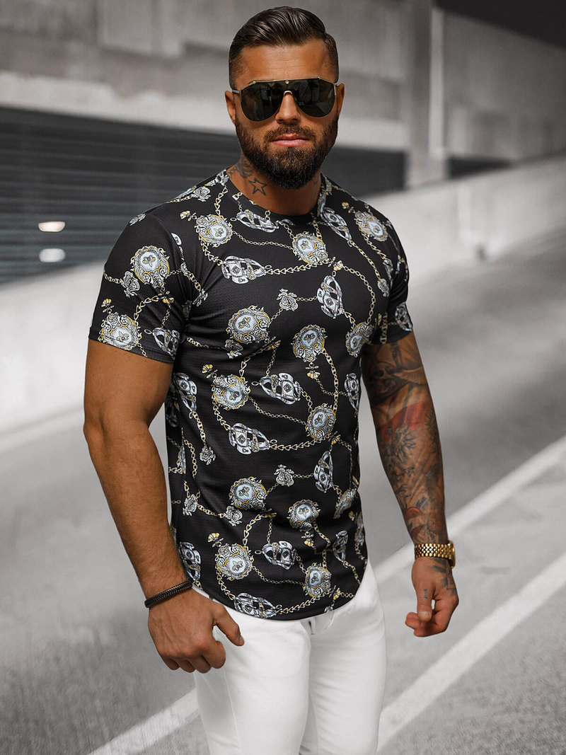 Vīriešu t-krekls melns OZONEE O/PT012