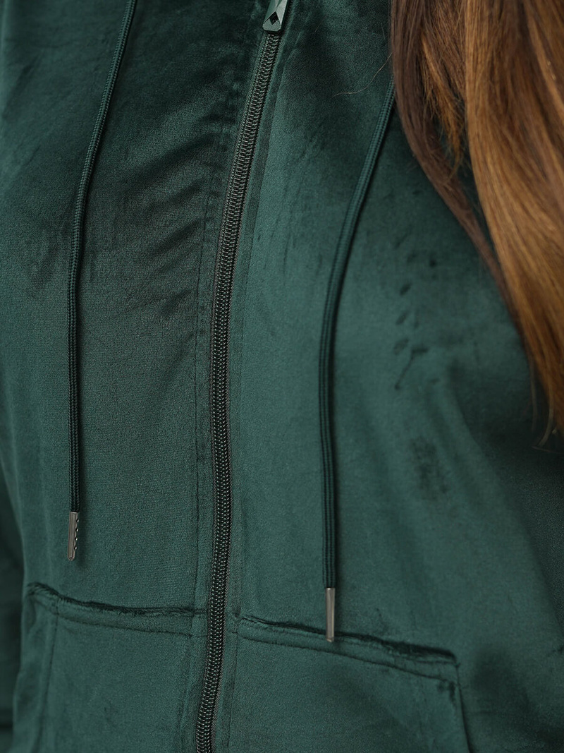 Sieviešu velūra treniņtērpa komplekts tumši zaļa OZONEE JS/8C1176/9Z