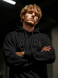 Vīriešu džemperis ar kapuci melna OZONEE JS/8B1986/3