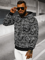 Vīriešu džemperis ar kapuci melna OZONEE JS/8B1183/3