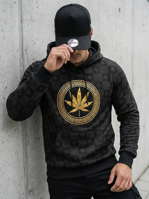 Vīriešu džemperis ar kapuci melns OZONEE O/B265Z