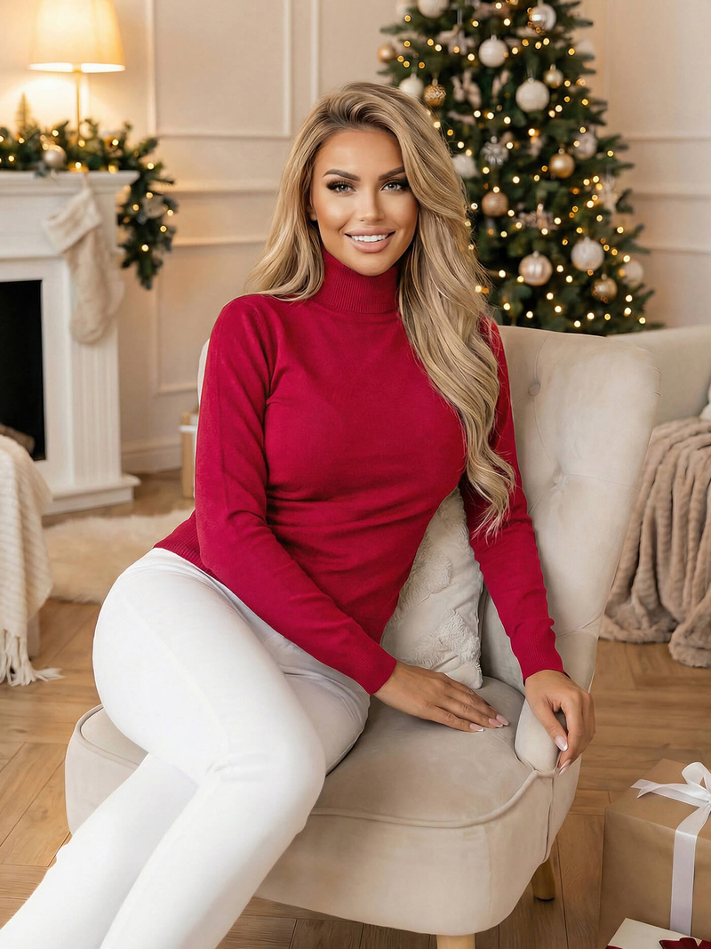 Sieviešu džemperis bordosarkans OZONEE JS/8003/5Z