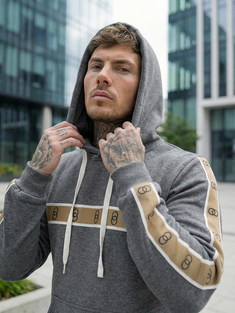 Vīriešu džemperis ar kapuci grafīta OZONEE JS/8B1729/5Z