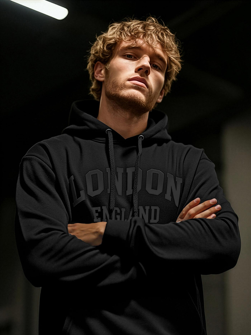 Vīriešu džemperis ar kapuci melna OZONEE JS/8B1986/3