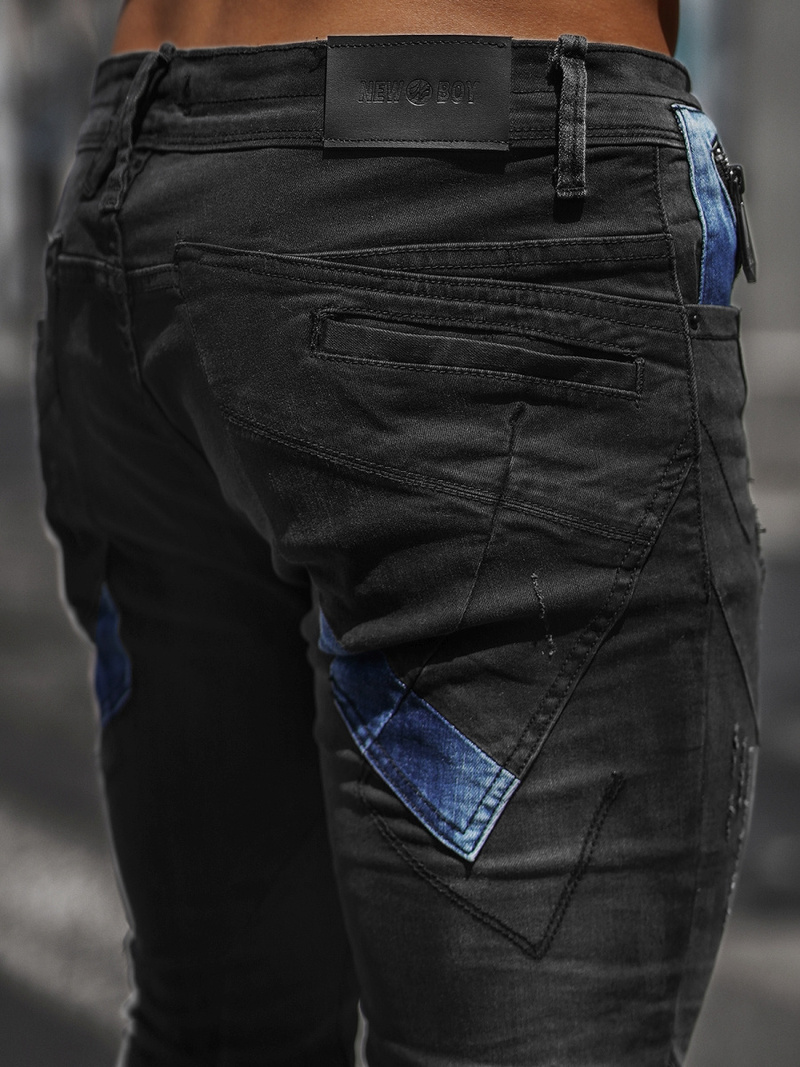 Vīriešu džinsi melni OZONEE NB/MP0025N