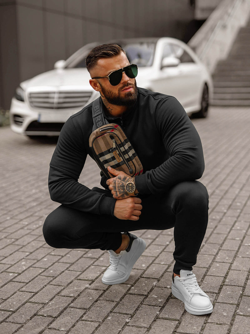 Vīriešu treniņtērps melns OZONEE JS/68C10385/3Z