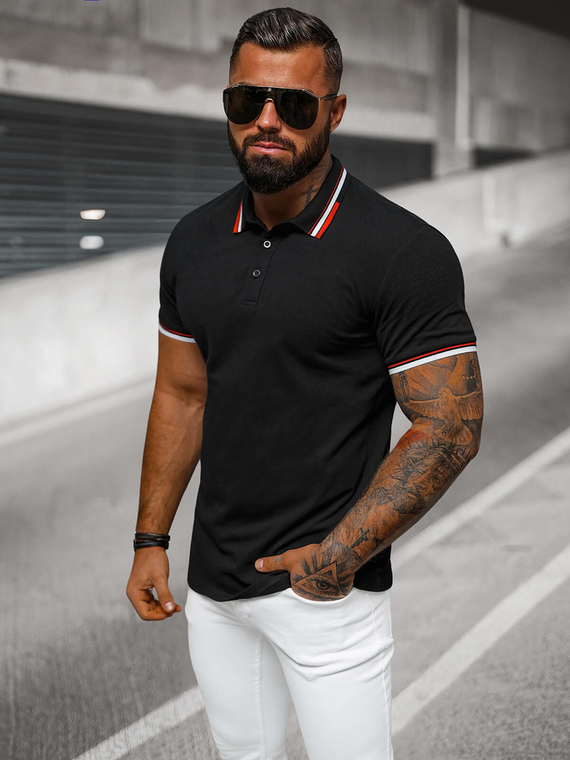 Vīriešu polo krekls melns OZONEE O/DA736