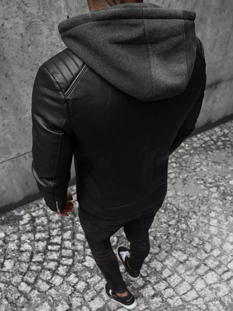 Vīriešu ādas virsjaka melna OZONEE JS/11Z8012