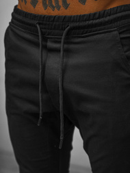 Vīriešu chino jogger bikses melni OZONEE O/399