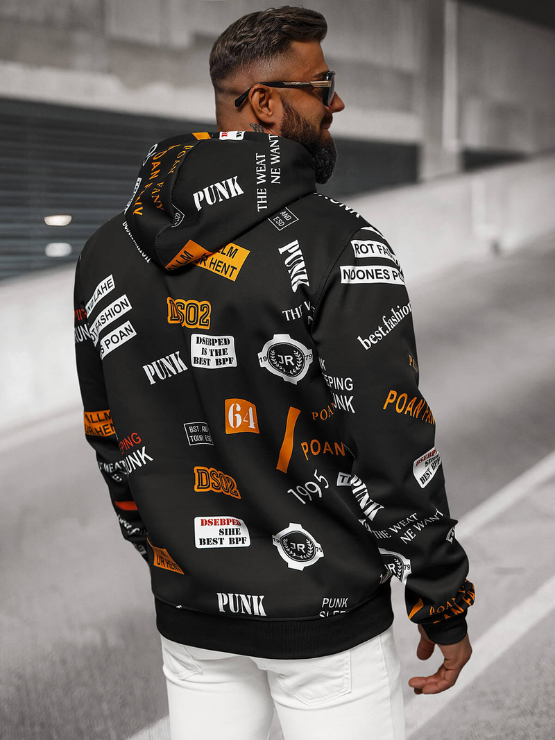 Vīriešu džemperis ar kapuci melns OZONEE JS/8B1250/3