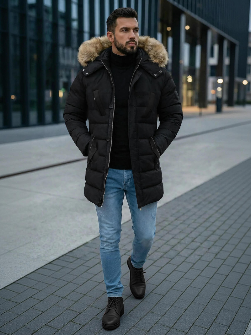 Vīriešu ziemas jaka melna OZONEE JS/5M3122/392Z