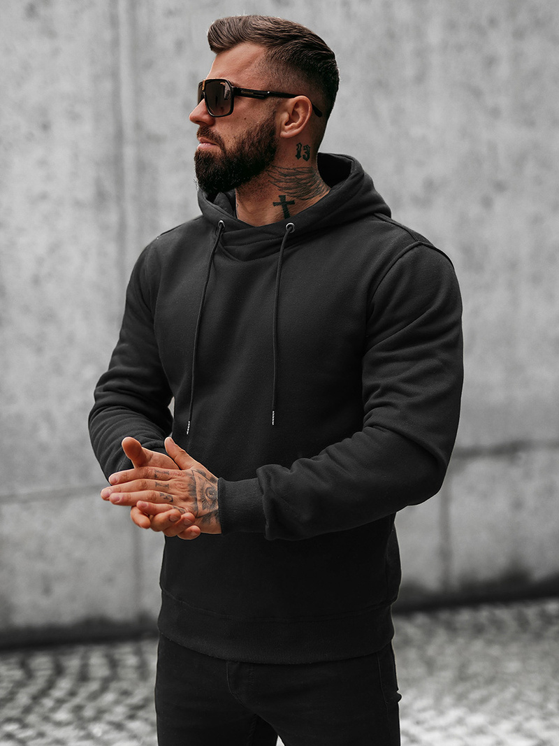 Vīriešu džemperis ar kapuci melns OZONEE O/8B156/3