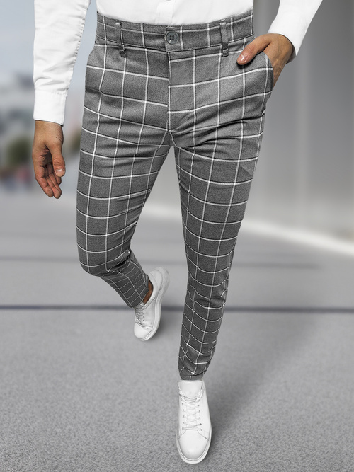 Vīriešu chino bikses tumši-grafīta OZONEE DJ/5522Z