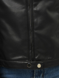 Sieviešu ādas jaka melna OZONEE JS/11Z8008